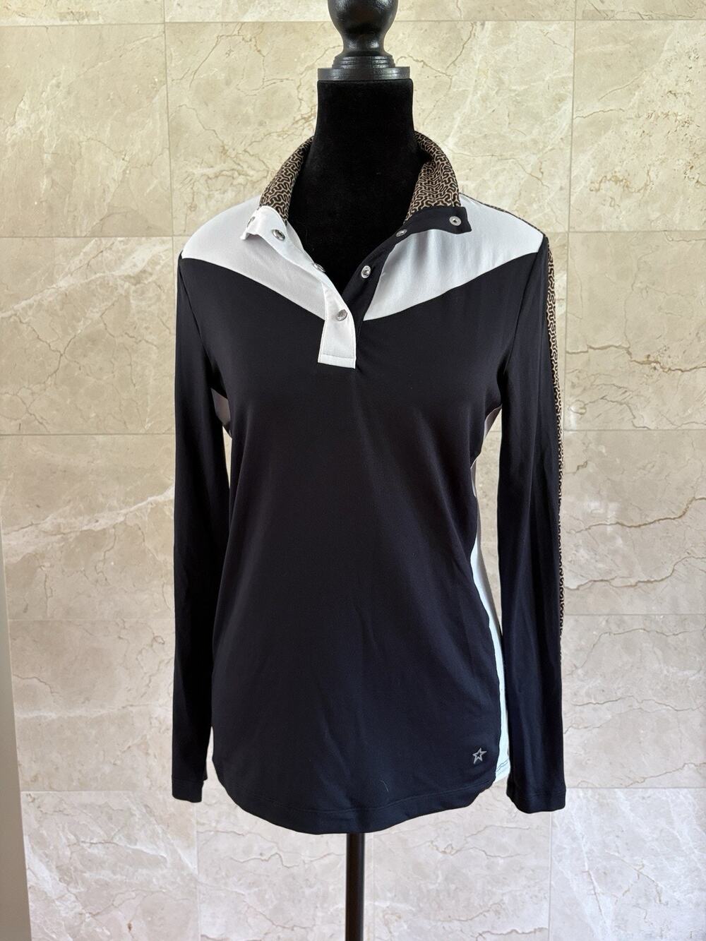 Lohla Sport Quarter Snap Pullover — M Black Contrast Sporty Golf Preppy